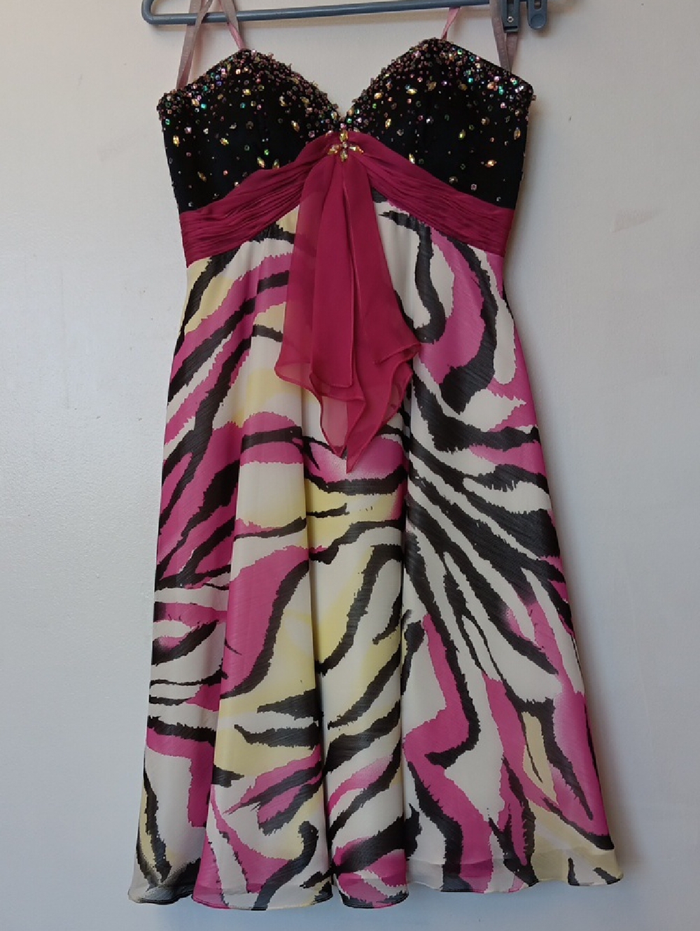 Vintage Pink & Black Zebra Print Party Dress by Blush Prom.